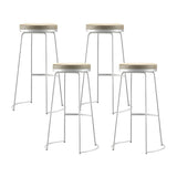 Beige Round Leather Backless Sled Metal Bar Stools Image - 7