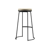 Beige Round Leather Backless Sled Metal Bar Stools Image - 8