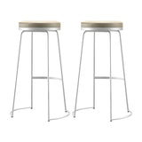 Beige Round Leather Backless Sled Metal Bar Stools Image - 8