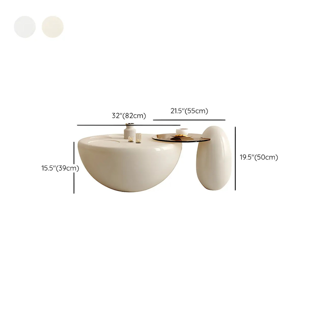 Beige Round Wood Top Pedestal Base Coffee Table Set Image - 18