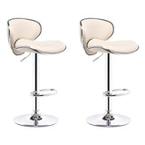 Beige Saddle Leather Adjustable Metal Swivel Bar Stool Image - 21