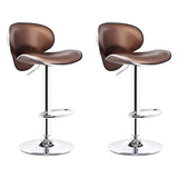 Beige Saddle Leather Adjustable Metal Swivel Bar Stool Image - 25
