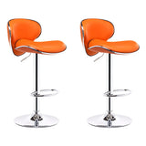 Beige Saddle Leather Adjustable Metal Swivel Bar Stool Image - 27