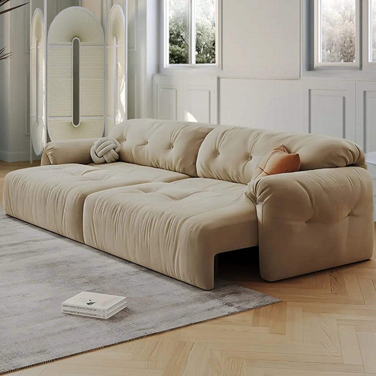 Beige Scratch Resistant Anti Cat Scratch Fabric Sleeper Image - 13