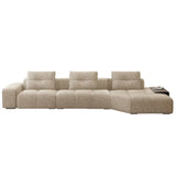 Beige Scratch Resistant Chenille L-Shape Sofa Chaise Image - 16