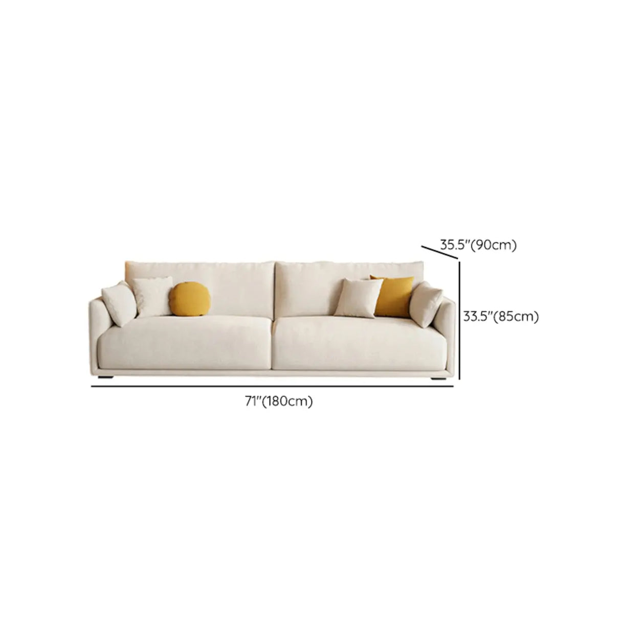 Beige Scratch Resistant Fabric Concealed Support Sofa 