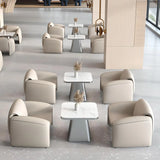 Beige Scratch Resistant Faux Leather Single Sofa Image - 4