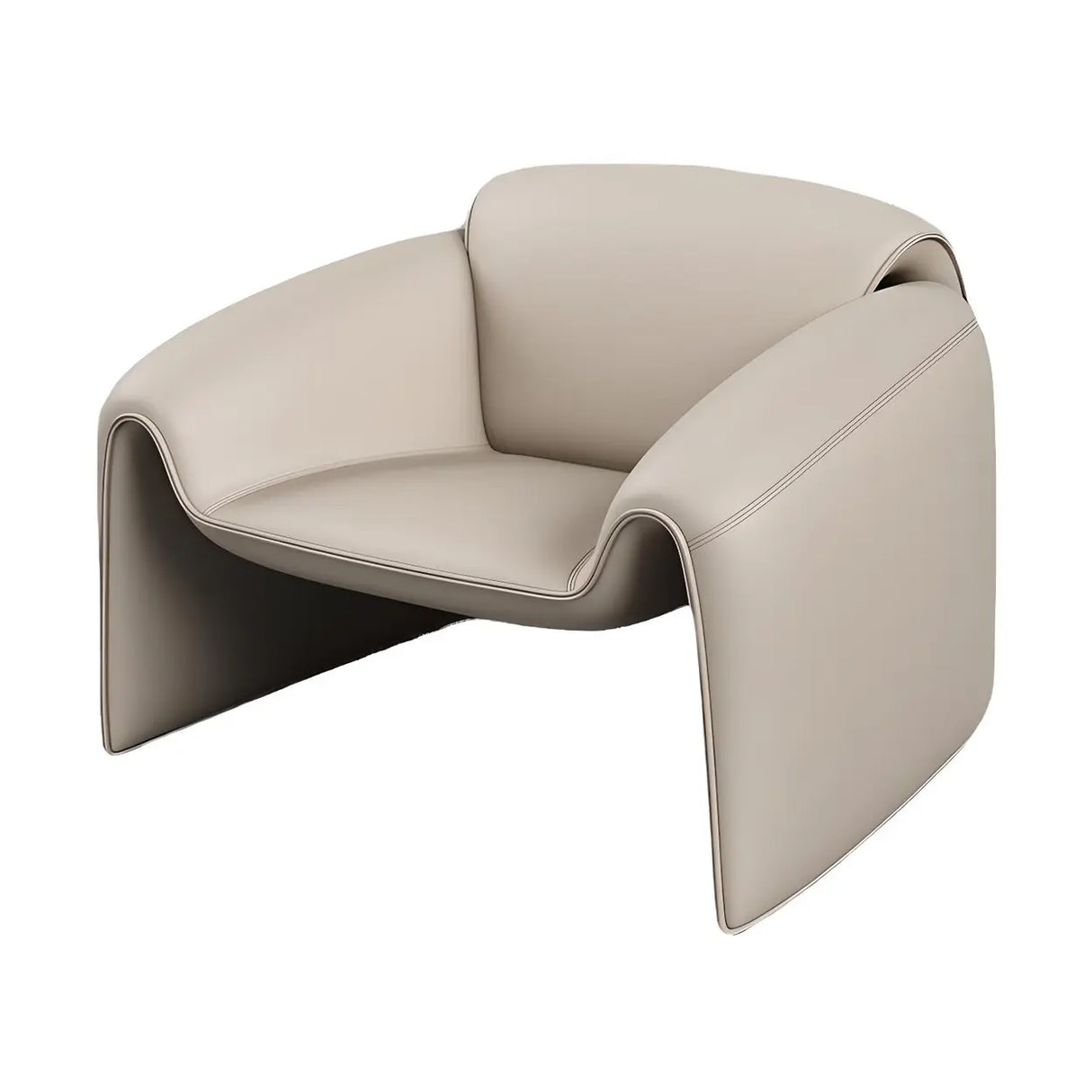Beige Scratch Resistant Faux Leather Single Sofa Image - 5