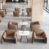 Beige Scratch Resistant Faux Leather Single Sofa Image - 6