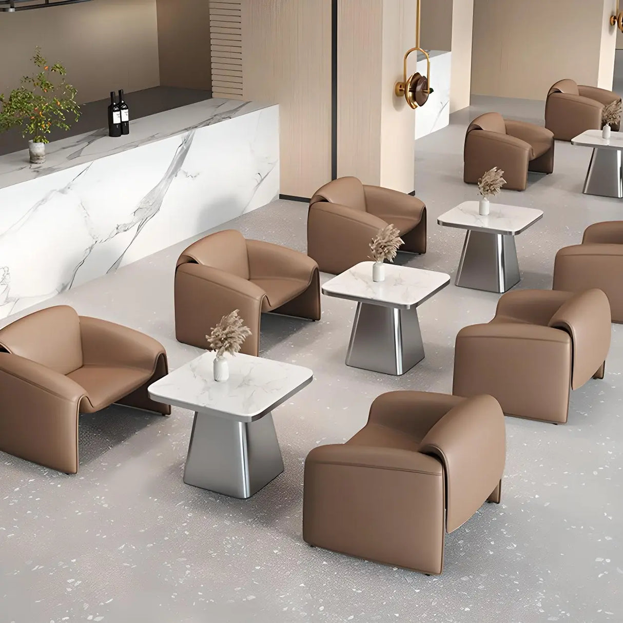 Beige Scratch Resistant Faux Leather Single Sofa Image - 8