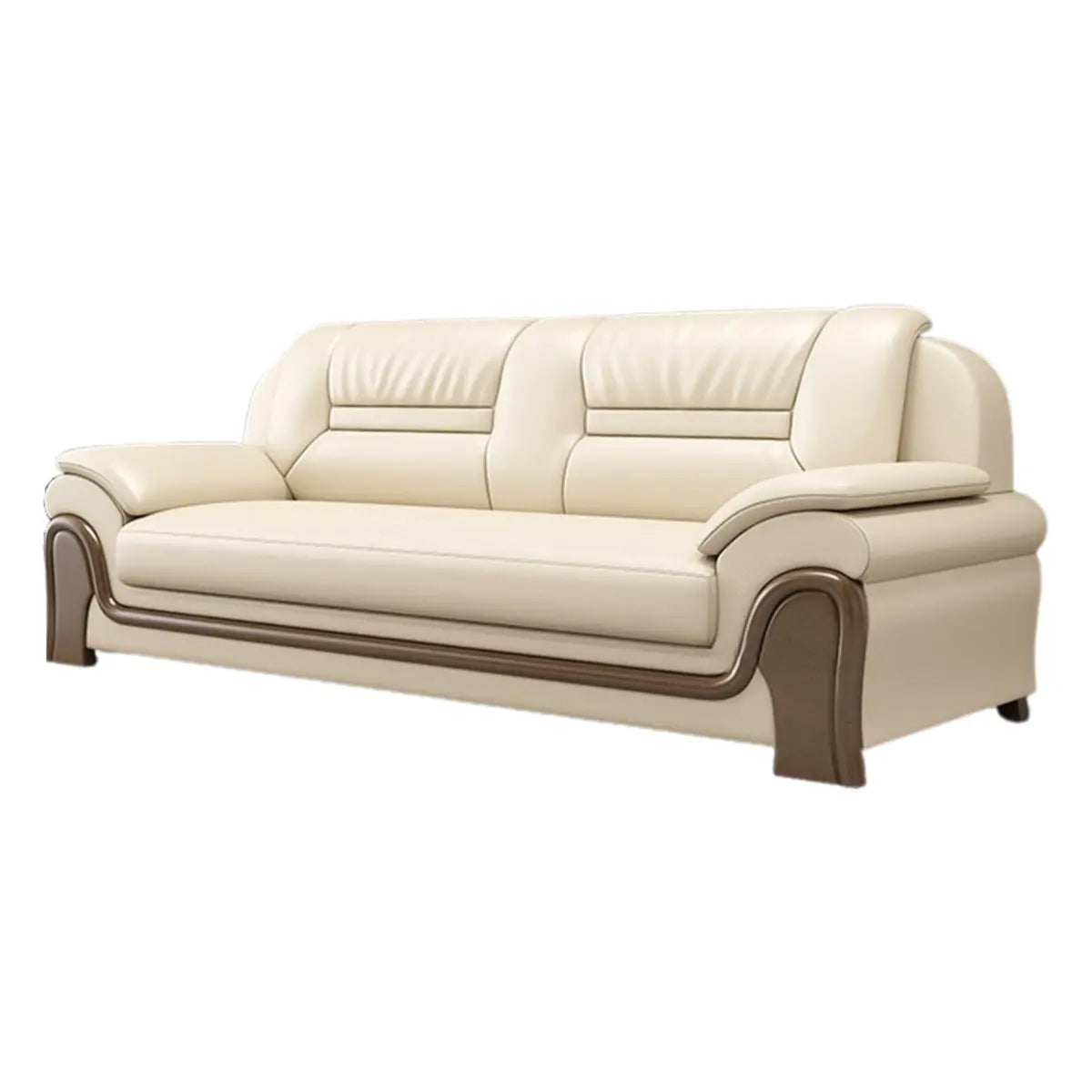 Beige Scratch Resistant Faux Leather Sofa Set with Arms Image - 10
