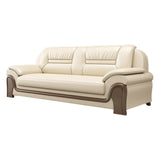 Beige Scratch Resistant Faux Leather Sofa Set with Arms Image - 10