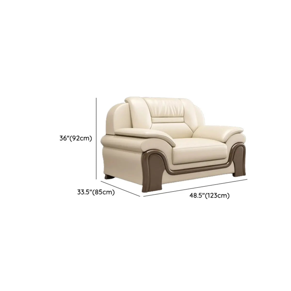 Beige Scratch Resistant Faux Leather Sofa Set with Arms 