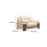 Beige Scratch Resistant Faux Leather Sofa Set with Arms #size