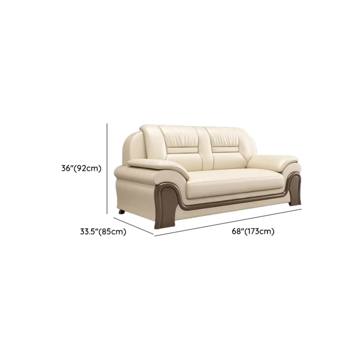 Beige Scratch Resistant Faux Leather Sofa Set with Arms Image - 15