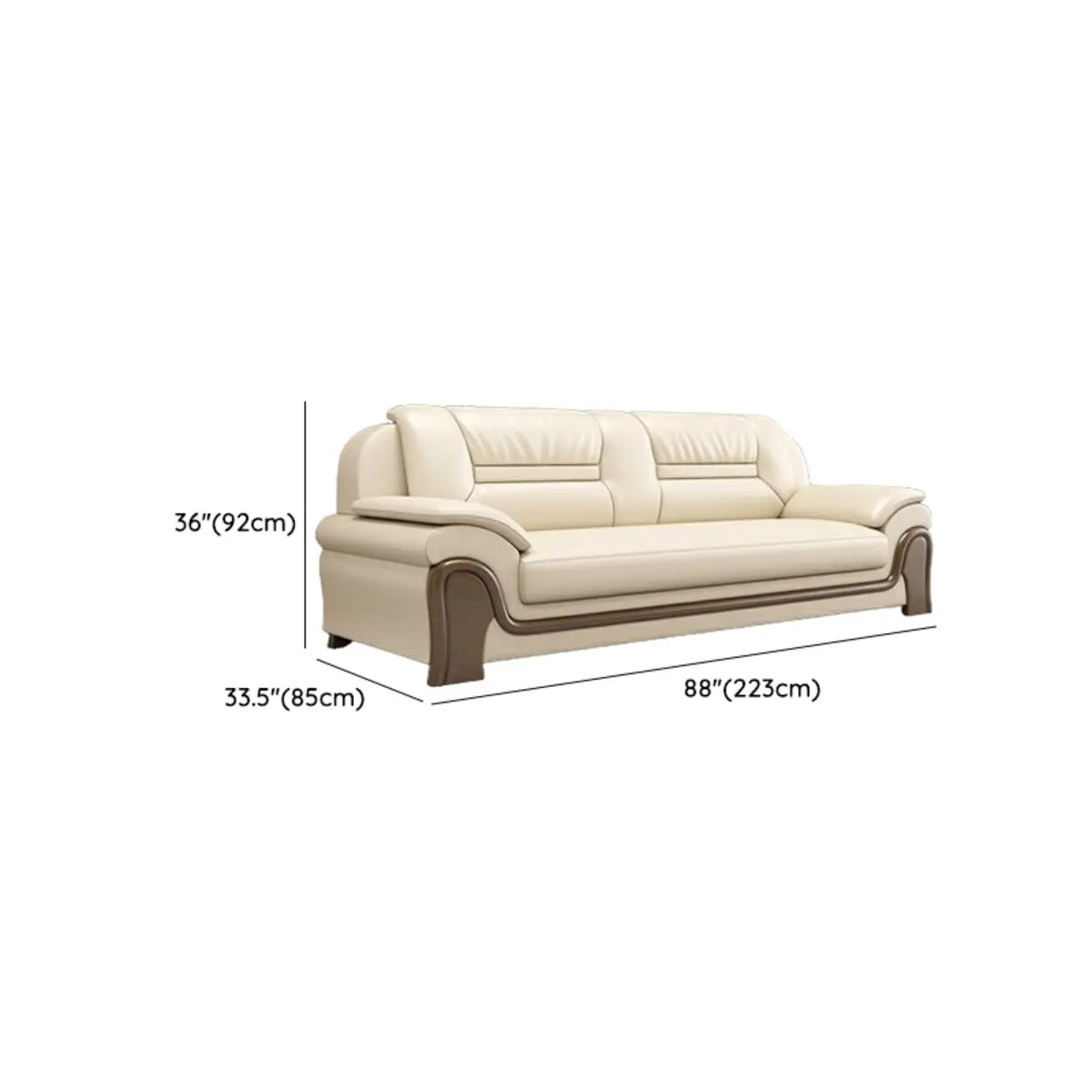 Beige Scratch Resistant Faux Leather Sofa Set with Arms Image - 16