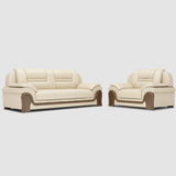 Beige Scratch Resistant Faux Leather Sofa Set with Arms Image - 7