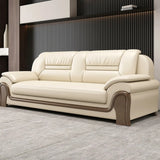 Beige Scratch Resistant Faux Leather Sofa Set with Arms Image - 8