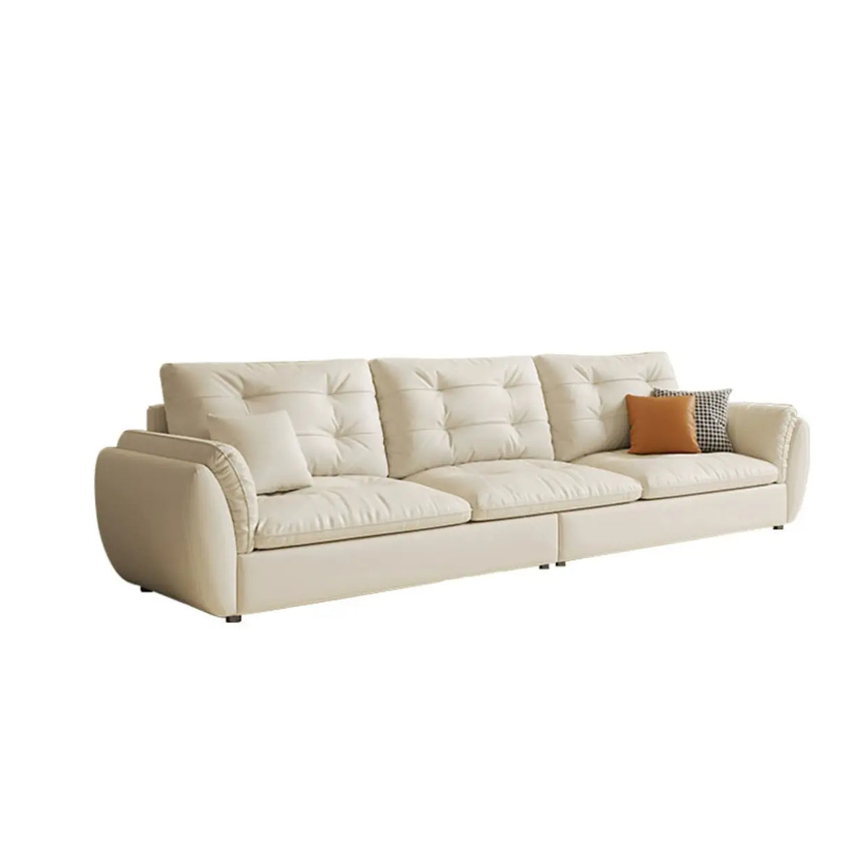 Beige Scratch Resistant Pillow Back Sofa with Ottoman Image - 13