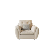 Beige Scratch Resistant Pillow Back Sofa with Ottoman Image - 17