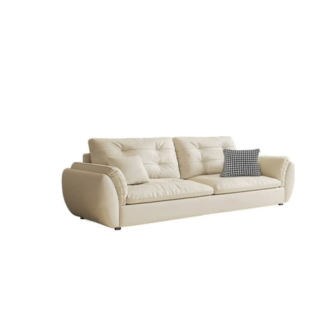 Beige Scratch Resistant Pillow Back Sofa with Ottoman Image - 2