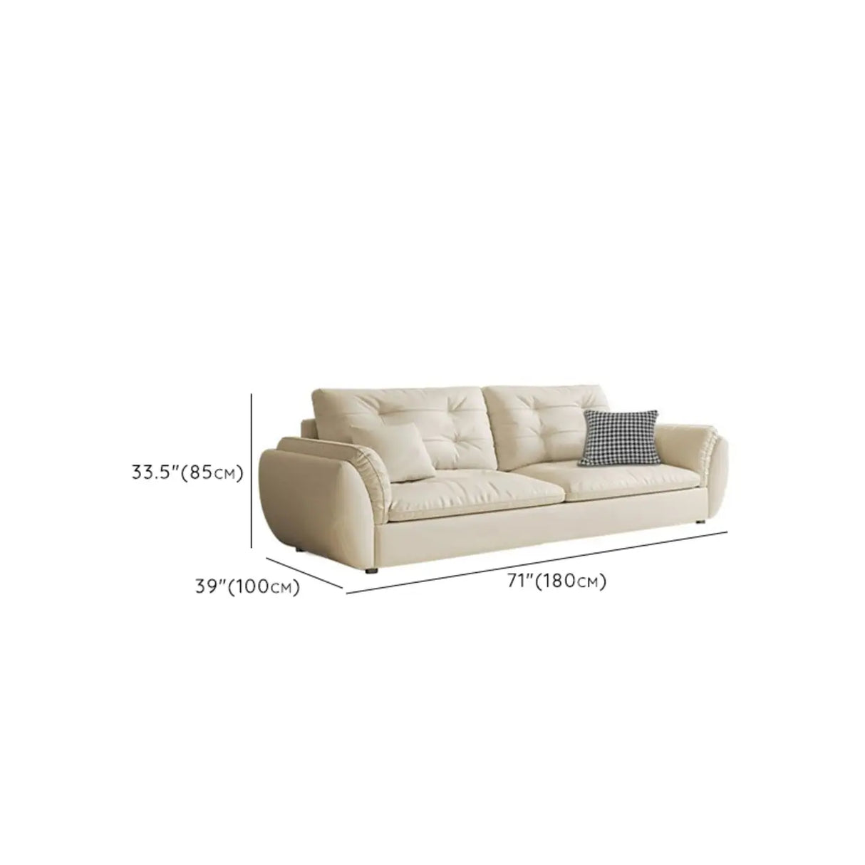 Beige Scratch Resistant Pillow Back Sofa with Ottoman Image - 20