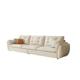 Beige Scratch Resistant Pillow Back Sofa with Ottoman Image - 9