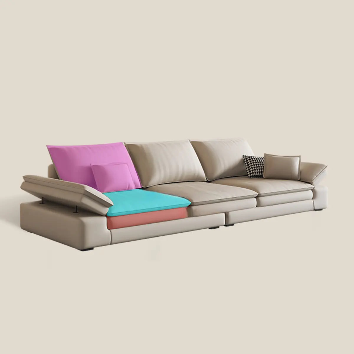 Beige Scratch Resistant Tech Cloth L-Shape Sectional Image - 10