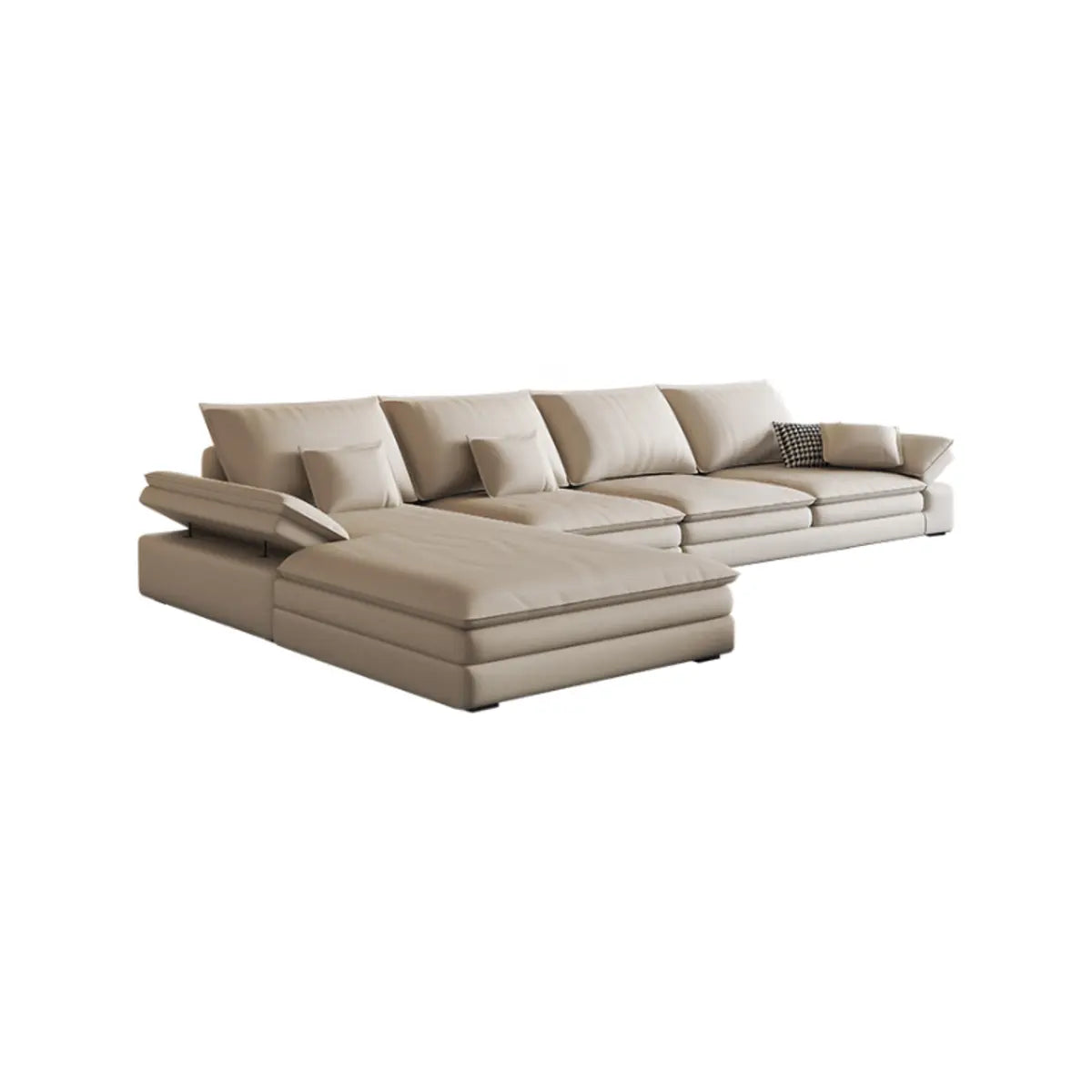 Beige Scratch Resistant Tech Cloth L-Shape Sectional Image - 7