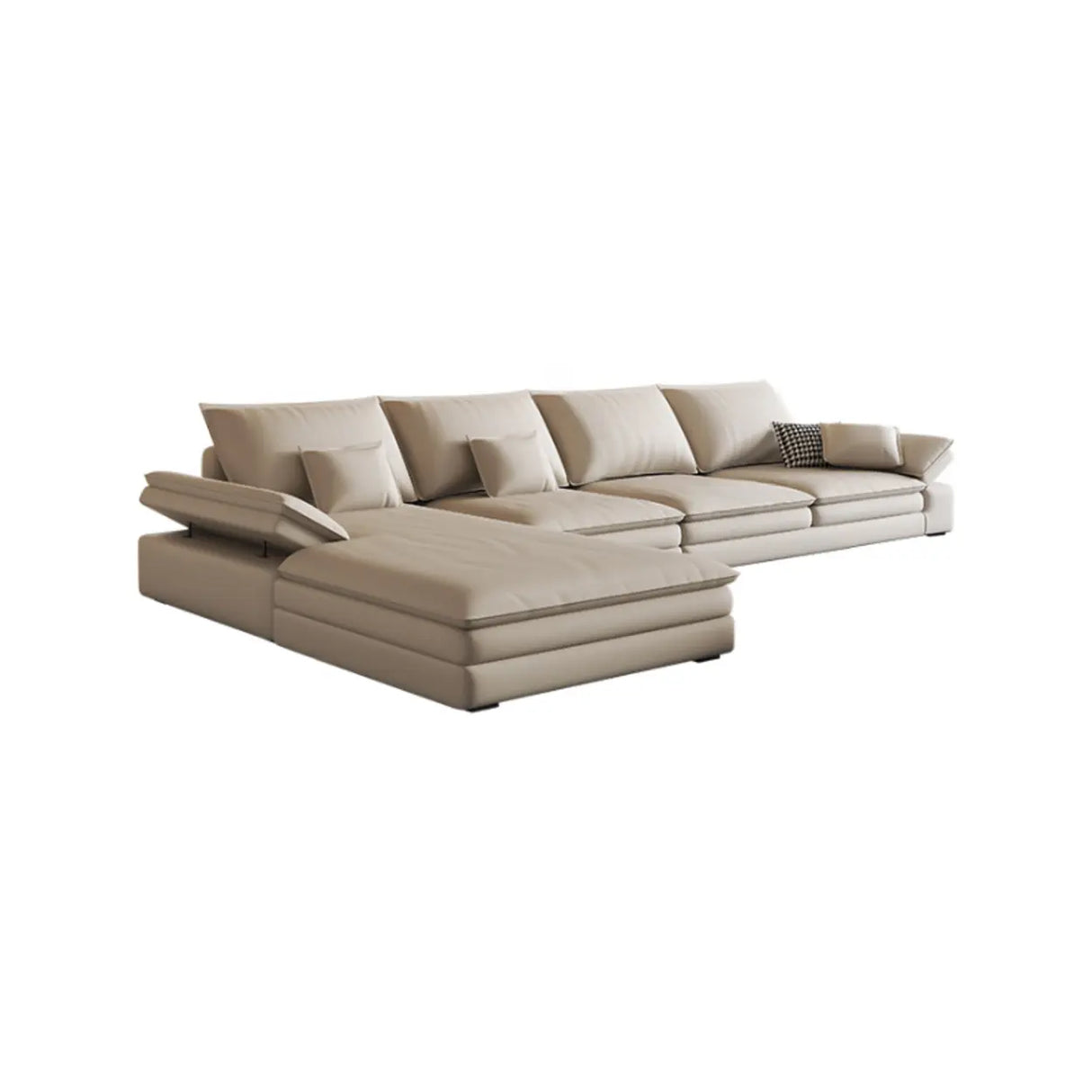 Beige Scratch Resistant Tech Cloth L-Shape Sectional Image - 7