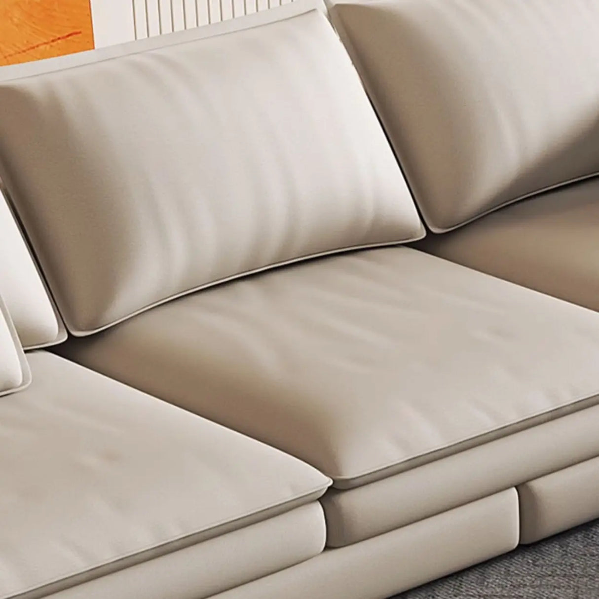 Beige Scratch Resistant Tech Cloth L-Shape Sectional Image - 8