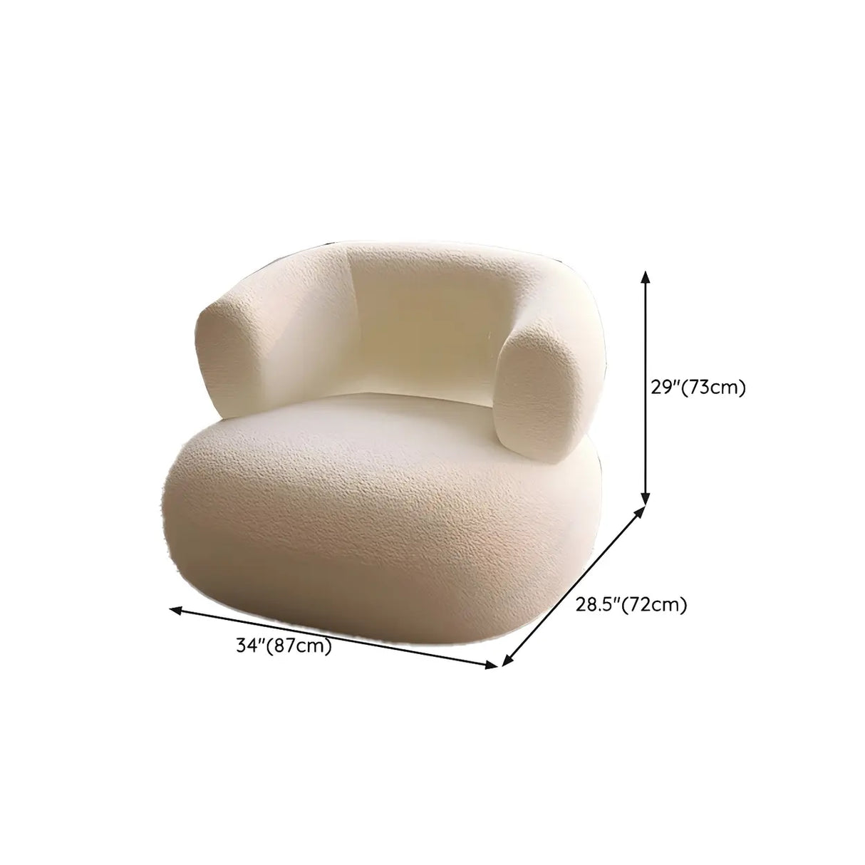 Beige Sherpa Fabric Pillow Memory Foam Seat Fill Sofa Image - 20