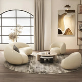 Beige Sherpa Fabric Pillow Memory Foam Seat Fill Sofa Image - 6