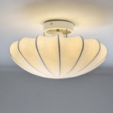 Beige Silk Flower Semi-Flush Mount Light Living Room Image - 10