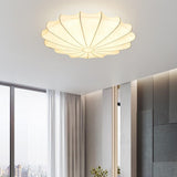 Beige Silk Flower Semi-Flush Mount Light Living Room Image - 4