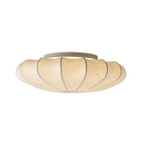 Beige Silk Flower Semi-Flush Mount Light Living Room Image - 5