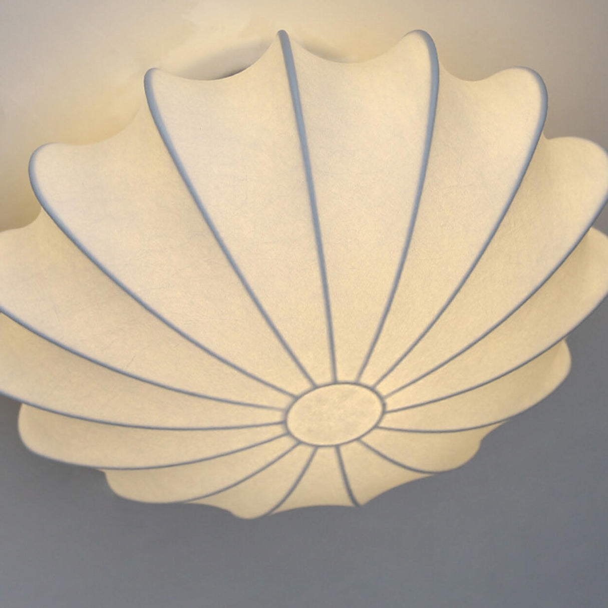 Beige Silk Flower Semi-Flush Mount Light Living Room Image - 9