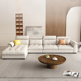 Beige Spacious Comfort L-Shape Leather Storage Sofa Image - 7
