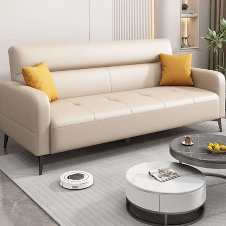 Beige Stain Resistant Anti Cat Scratch Leather Sleeper Image - 1