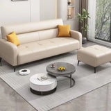 Beige Stain Resistant Anti Cat Scratch Leather Sleeper Image - 4