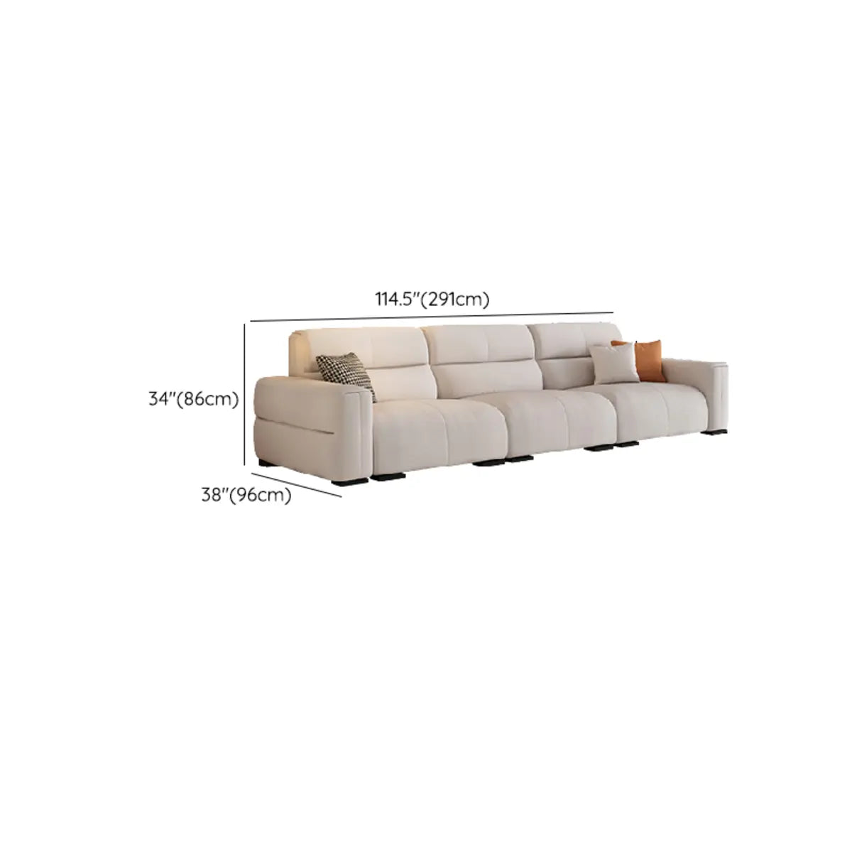 Beige Stain Resistant Fabric Tight Back Sofa Chaise 