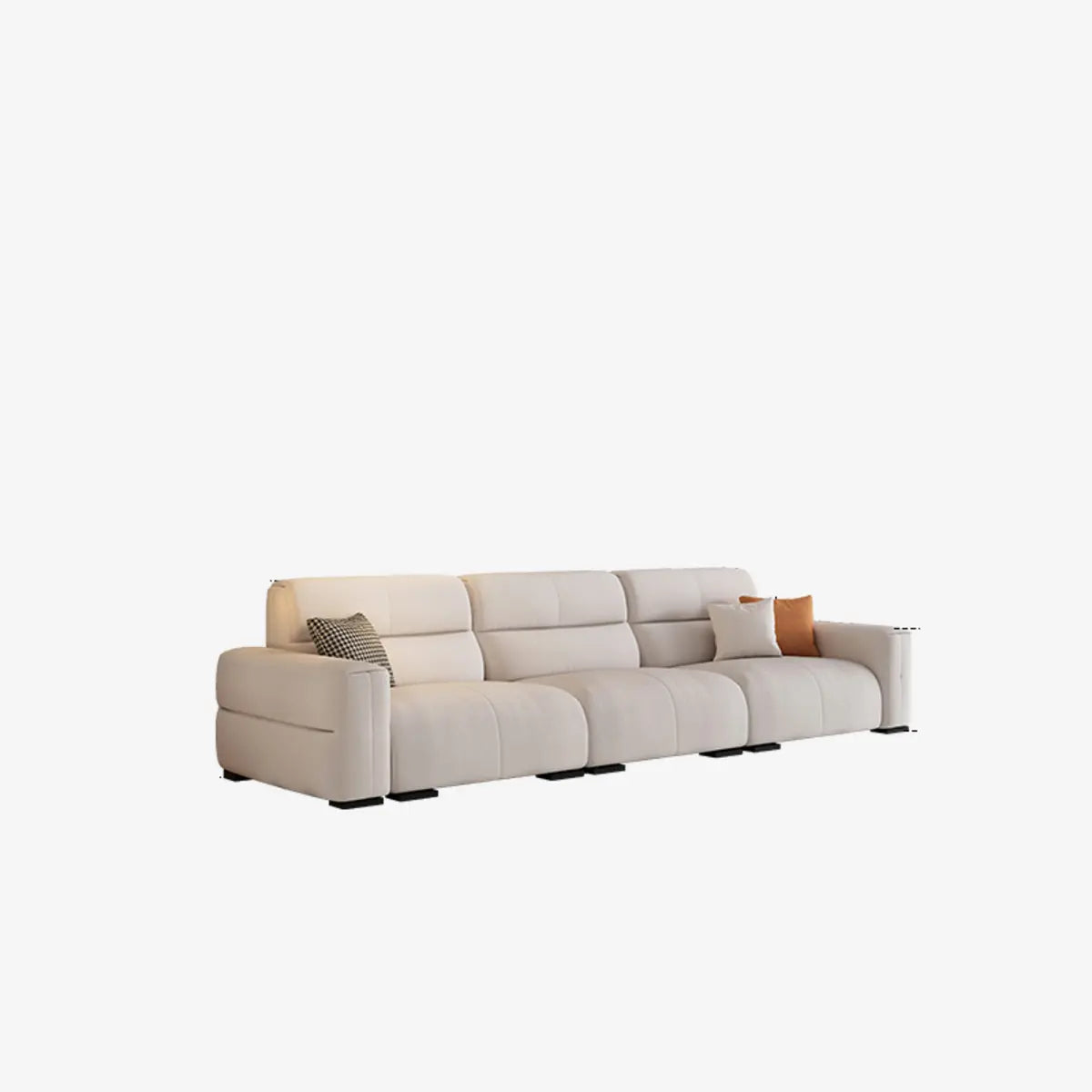 Beige Stain Resistant Fabric Tight Back Sofa Chaise Image - 3