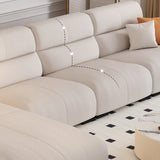 Beige Stain Resistant Fabric Tight Back Sofa Chaise Image - 9