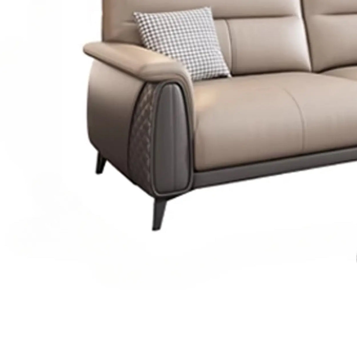 Beige Stain Resistant Faux Leather Biscuit Back Sofa Image - 18