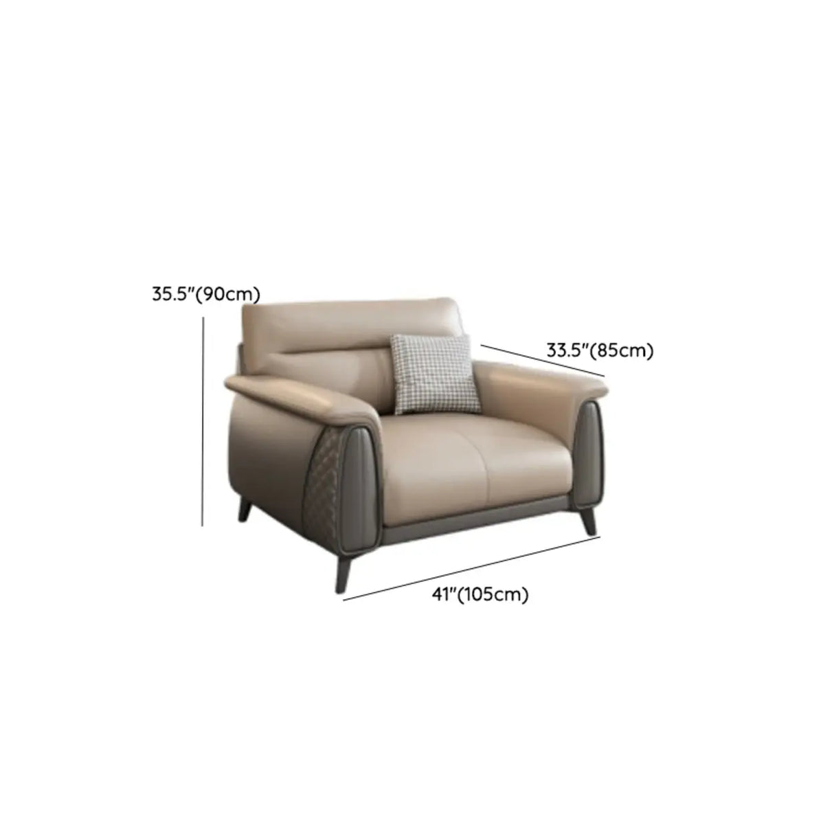 Beige Stain Resistant Faux Leather Biscuit Back Sofa 