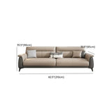 Beige Stain Resistant Faux Leather Biscuit Back Sofa Image - 21