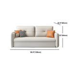 Beige Stain Resistant Faux Leather Square Arm Sofa Bed #size
