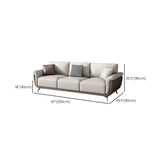 Beige Stain Resistant Leather Flared Arm Wood Leg Sofa Image - 13