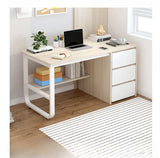 Beige Standard Single Wooden Desk with Drawers Image - 1