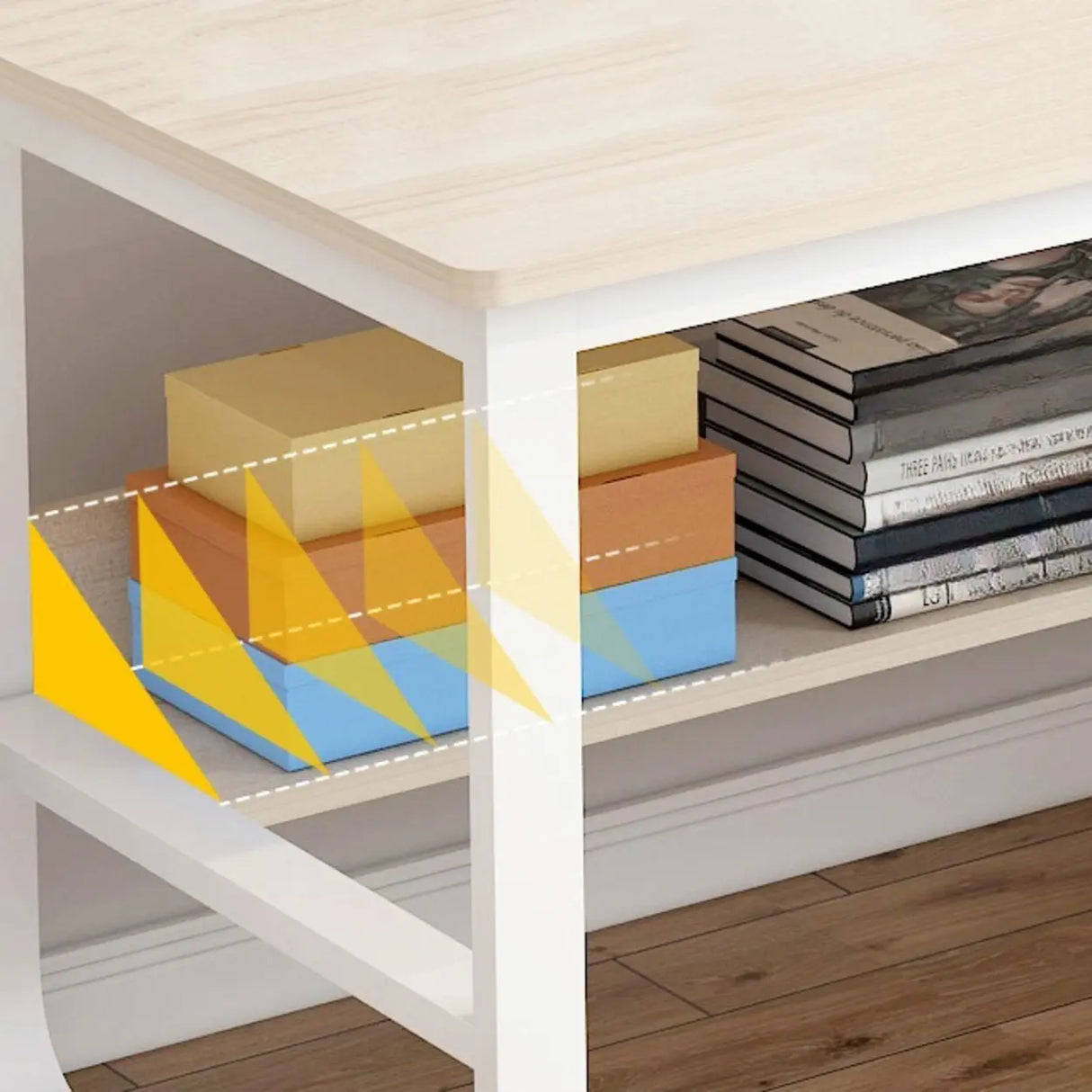 Beige Standard Single Wooden Desk with Drawers Image - 14